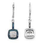 0.45 Carat Genuine Blue Diamond & White Diamond .925 Sterling Silver Earrings