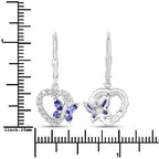 0.50 Carat Genuine Tanzanite and Created White Sapphire .925 Sterling Silver Earrings
