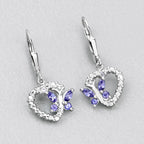 0.50 Carat Genuine Tanzanite and Created White Sapphire .925 Sterling Silver Earrings