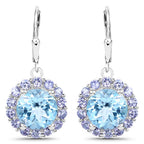 9.96 Carat Genuine Blue Topaz and Tanzanite .925 Sterling Silver Earrings