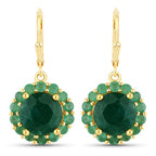 8.54 Carat Dyed Emerald and Emerald .925 Sterling Silver Earrings