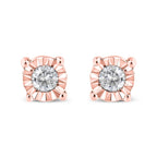 10K Yellow Gold Plated .925 Sterling Silver 1/10 Cttw Round Brilliant-Cut Diamond Miracle-Set Stud Earrings (J-K Color, I3 Clarity)