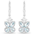 1.76 Carat Genuine Aquamarine .925 Sterling Silver Earrings