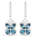 2.32 Carat Genuine London Blue Topaz .925 Sterling Silver Earrings