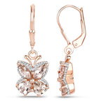 18K Rose Gold Plated 1.88 Carat Genuine Morganite .925 Sterling Silver Earrings