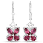 2.52 Carat Genuine Rhodolite Garnet .925 Sterling Silver Earrings