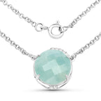 6.71 Carat Genuine Aquamarine and White Topaz .925 Sterling Silver Pendant