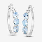 1.75 Carat Genuine Aquamarine and White Diamond .925 Sterling Silver Earrings