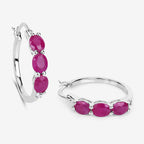 1.81 Carat Genuine Ruby and White Diamond .925 Sterling Silver Earrings
