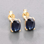 1.90 Carat Genuine Blue Sapphire 10K Yellow Gold Earrings