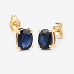 1.90 Carat Genuine Blue Sapphire 10K Yellow Gold Earrings