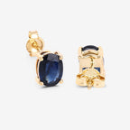 1.90 Carat Genuine Blue Sapphire 10K Yellow Gold Earrings