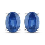 1.90 Carat Genuine Blue Sapphire 14K White Gold Earrings