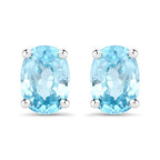 2.40 Carat Genuine Blue Zircon .925 Sterling Silver Earrings