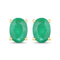1.44 Carat Genuine Zambian Emerald 10K Yellow Gold Earrings