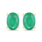 1.44 Carat Genuine Zambian Emerald 10K Yellow Gold Earrings