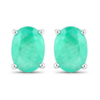 1.44 Carat Genuine Zambian Emerald 14K White Gold Earrings