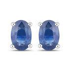 0.96 Carat Genuine Blue Sapphire 14K White Gold Earrings