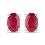 1.04 Carat Genuine Ruby 10K White Gold Earrings