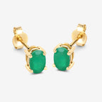 0.88 Carat Genuine Zambian Emerald 10K Yellow Gold Earrings