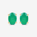0.88 Carat Genuine Zambian Emerald 10K Yellow Gold Earrings