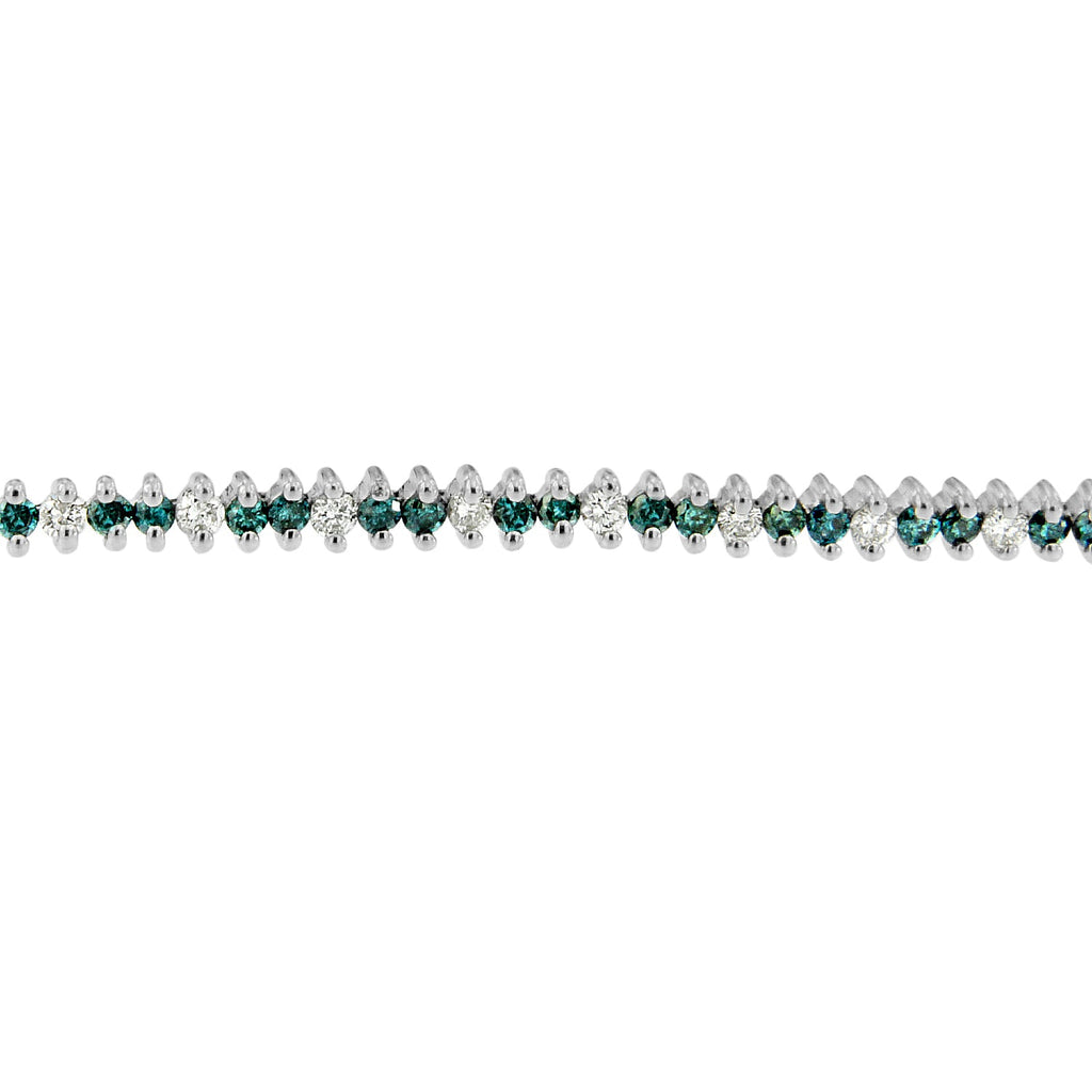 14K White Gold Round-Cut White and Blue Diamond Fashion Bracelet (3.70 cttw, H-I Color, SI1-SI2 Clarity)