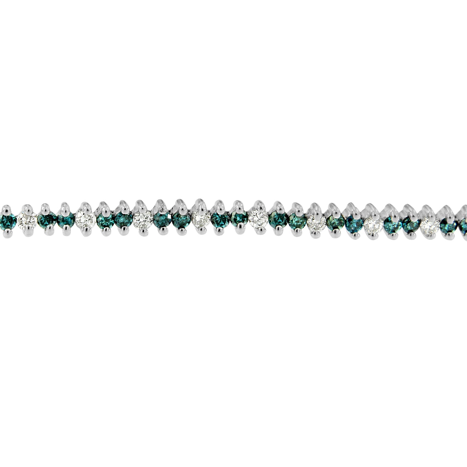 14K White Gold Round-Cut White and Blue Diamond Fashion Bracelet (3.70 cttw, H-I Color, SI1-SI2 Clarity)