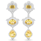 6.63 Carat Genuine Citrine and White Topaz .925 Sterling Silver Earrings