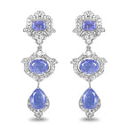 7.73 Carat Genuine Tanzanite and White Topaz .925 Sterling Silver Earrings