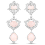 6.97 Carat Genuine Pink Opal and White Topaz .925 Sterling Silver Earrings