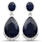 7.90 Carat Dyed Sapphire and White Diamond .925 Sterling Silver Earrings