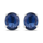 0.68 Carat Genuine Blue Sapphire 14K White Gold Earrings