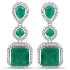 7.85 Carat Dyed Emerald .925 Sterling Silver Earrings