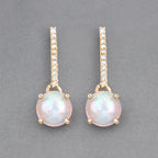 1.06 Carat Genuine Ethiopian Opal and White Diamond 10K Yellow Gold Earrings