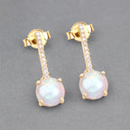 1.06 Carat Genuine Ethiopian Opal and White Diamond 10K Yellow Gold Earrings