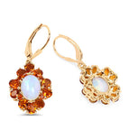 14K Yellow Gold Plated 5.42 Carat Genuine Ethiopian Opal, Citrine and White Topaz .925 Sterling Silver Earrings