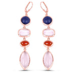 14K Rose Gold Plated 30.55 Carat Genuine Multi Stone .925 Sterling Silver Earrings