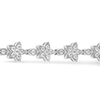 14K White Gold 1 1/5 Cttw Round Diamond Flower Blossom Link Bracelet (H-I Color, SI1-SI2 Clarity) - Size 7"