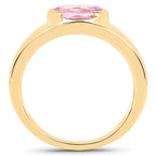 14K Yellow Gold Plated 2.40 Carat Genuine Kunzite .925 Sterling Silver Ring