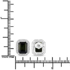 3.57 Carat Genuine Green Tourmaline and White Diamond 14K White Gold Earrings