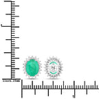 2.66 Carat Genuine Zambian Emerald and White Diamond 10K White Gold Earrings