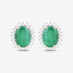 2.66 Carat Genuine Zambian Emerald and White Diamond 10K Yellow Gold Earrings