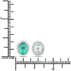 2.66 Carat Genuine Zambian Emerald and White Diamond 14K White Gold Earrings