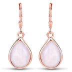 18K Rose Gold Plated 7.60 Carat Genuine Pink Opal .925 Sterling Silver Earrings