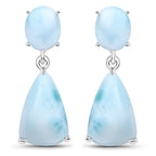 11.54 Carat Genuine Larimar .925 Sterling Silver Earrings