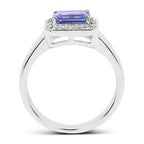 1.12 Carat Genuine Tanzanite and White Topaz .925 Sterling Silver Ring