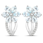 1.54 Carat Genuine Aquamarine and White Topaz .925 Sterling Silver Earrings