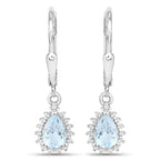 2.00 Carat Genuine Blue Topaz and White Topaz .925 Sterling Silver Jewelry Set