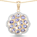 14K Yellow Gold Plated 2.38 Carat Genuine Tanzanite .925 Sterling Silver Pendant