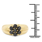 14K Yellow Gold Plated 0.91 Carat Genuine Black Diamond .925 Sterling Silver Ring